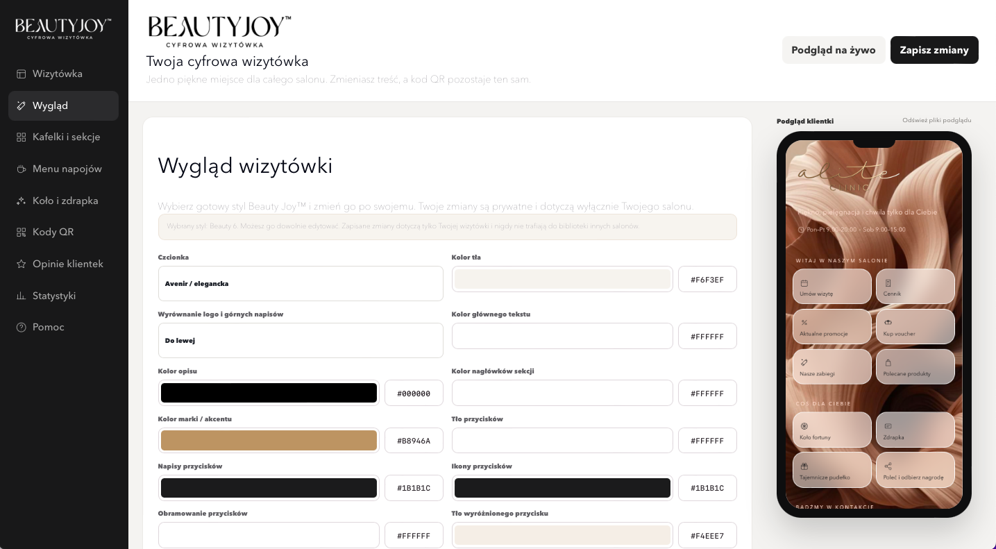 BEAUTY JOY™ — Tak wygląda panel salonu