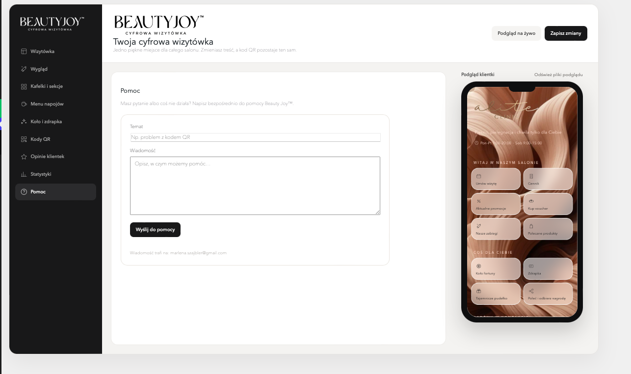 BEAUTY JOY™ — Tak wygląda panel salonu